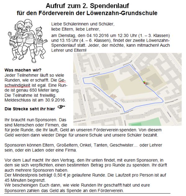 Aufruf zum zweiten Spendenlauf